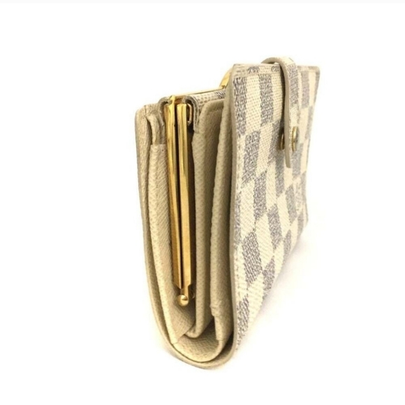 Authentic Louis Vuitton Damier Kisslock/Bifold Wallet, Cream and Grey - Picture 3 of 8
